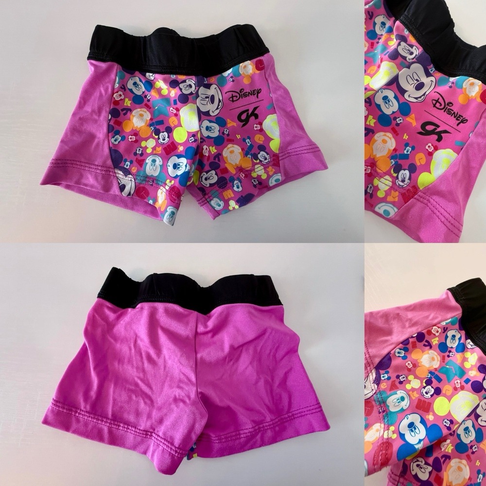 Disney Elite GK CM Compression Shorts Gymnastics Dance Cheer Pink Mickey Mouse